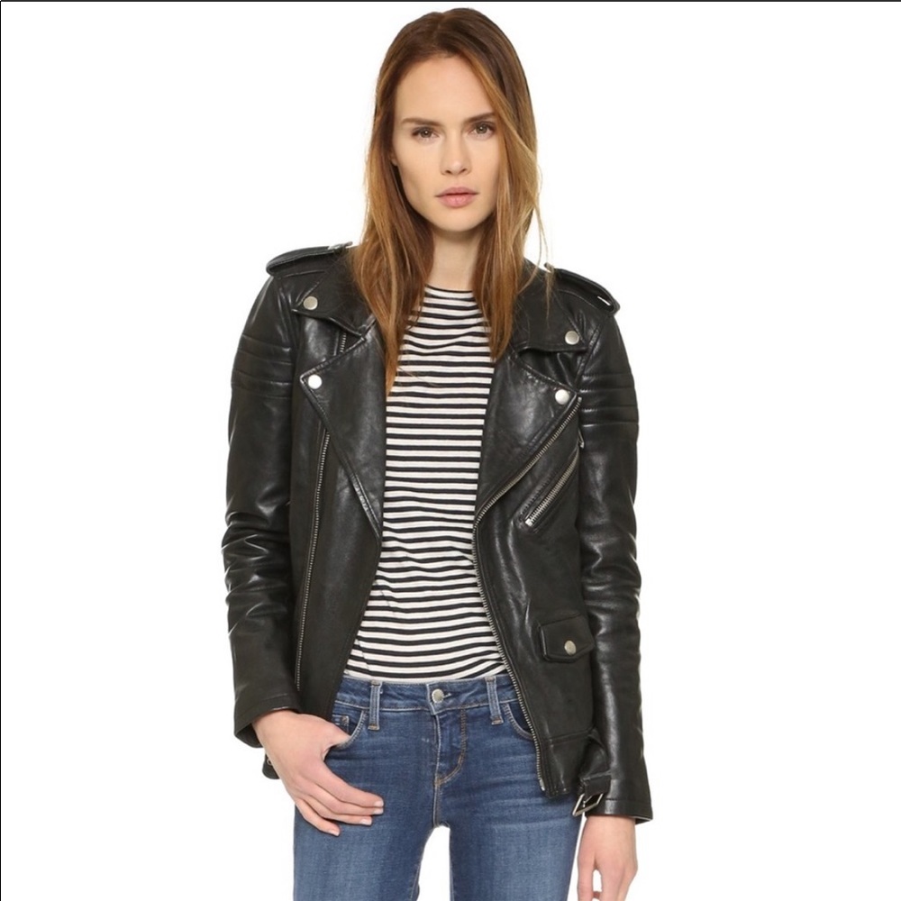 BLK DNM Motorcycle Jacket With Quilted Stripes